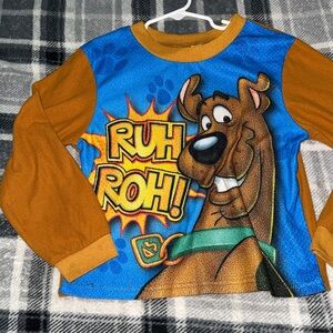 Scooby-Doo Kids Long Sleeve Pajama Top - Blue and Brown